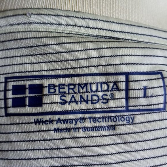 Bermuda Sands Mens size Large Golf Shirt Yellow black stripes short sleeve Polo - Picture 8 of 8